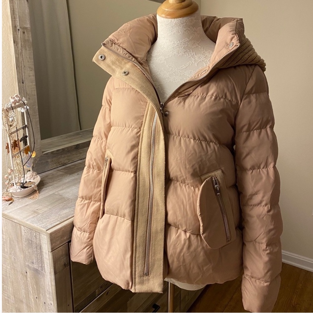 ERAL down puffer coat XS S blush pink taupe winter women’s boho puffy